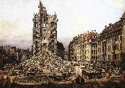BELLOTTO, Bernardo The Ruins of the Old Kreuzkirche in Dresden gfh oil painting